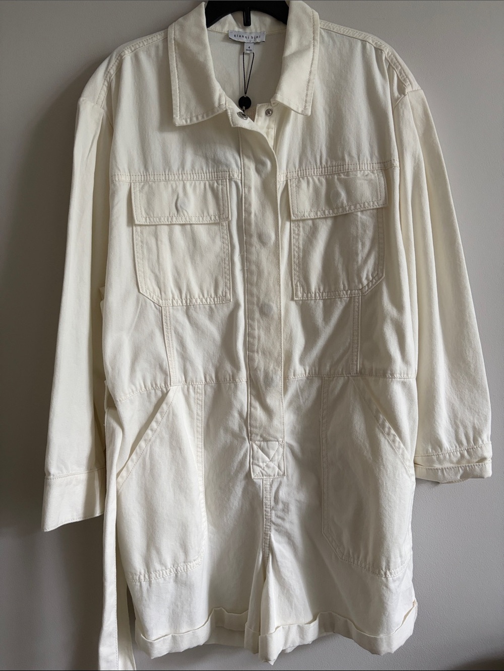 Giani Bernini Cream Utility Jumpsuit Romper